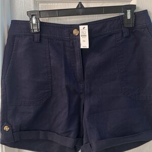 NWT Talbots Navy Blue Women's Linen Blend Shorts